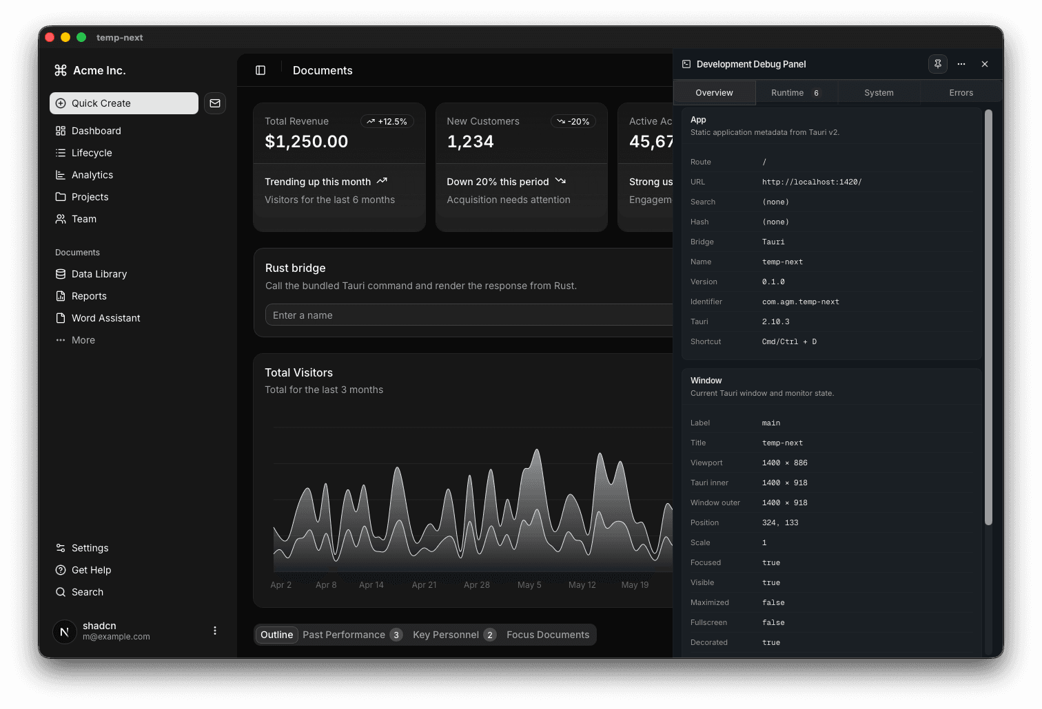 tauri-ui generated app in dark mode